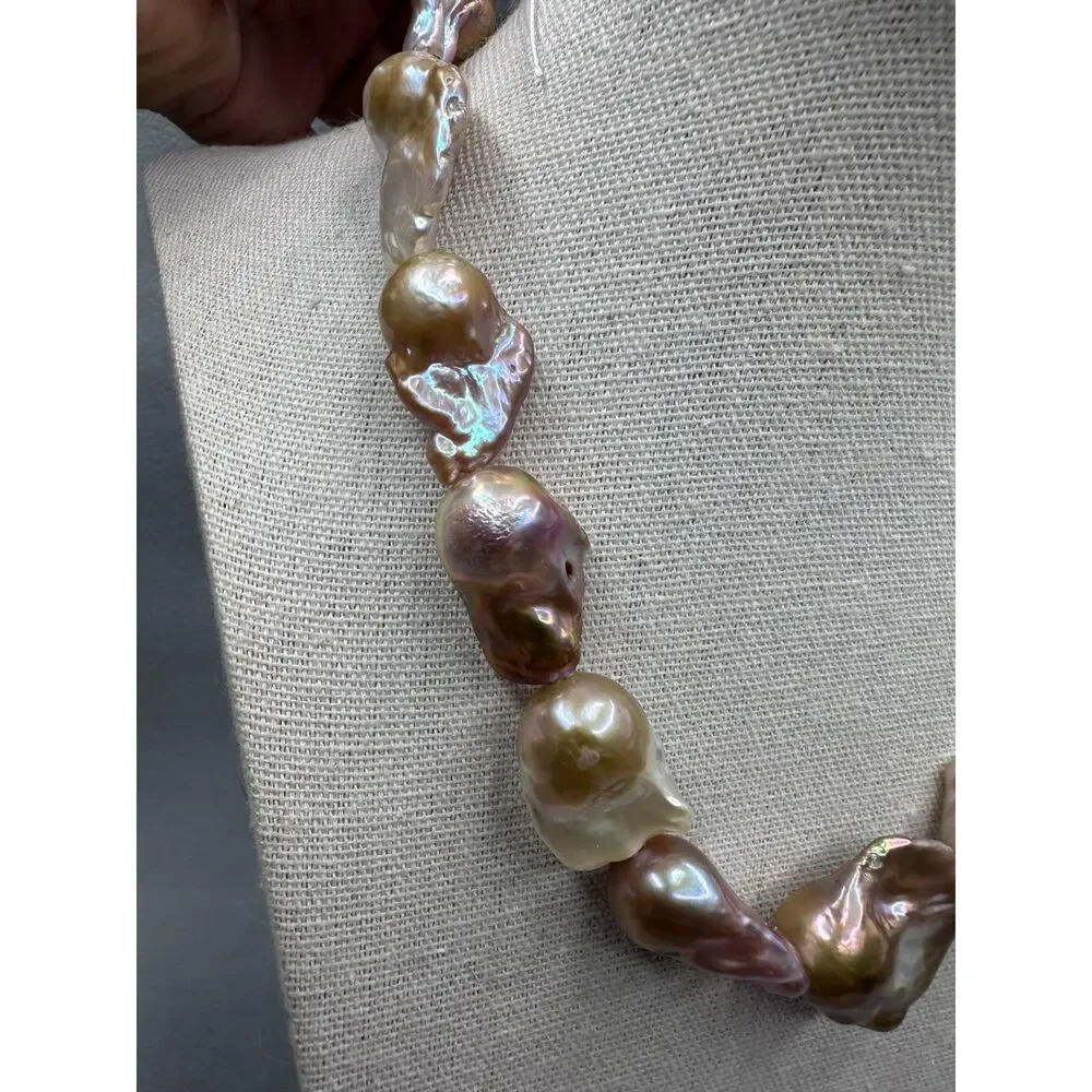 Big Baroque Pearl Strand for DIY Natural  Pink Mauve Bronze Color